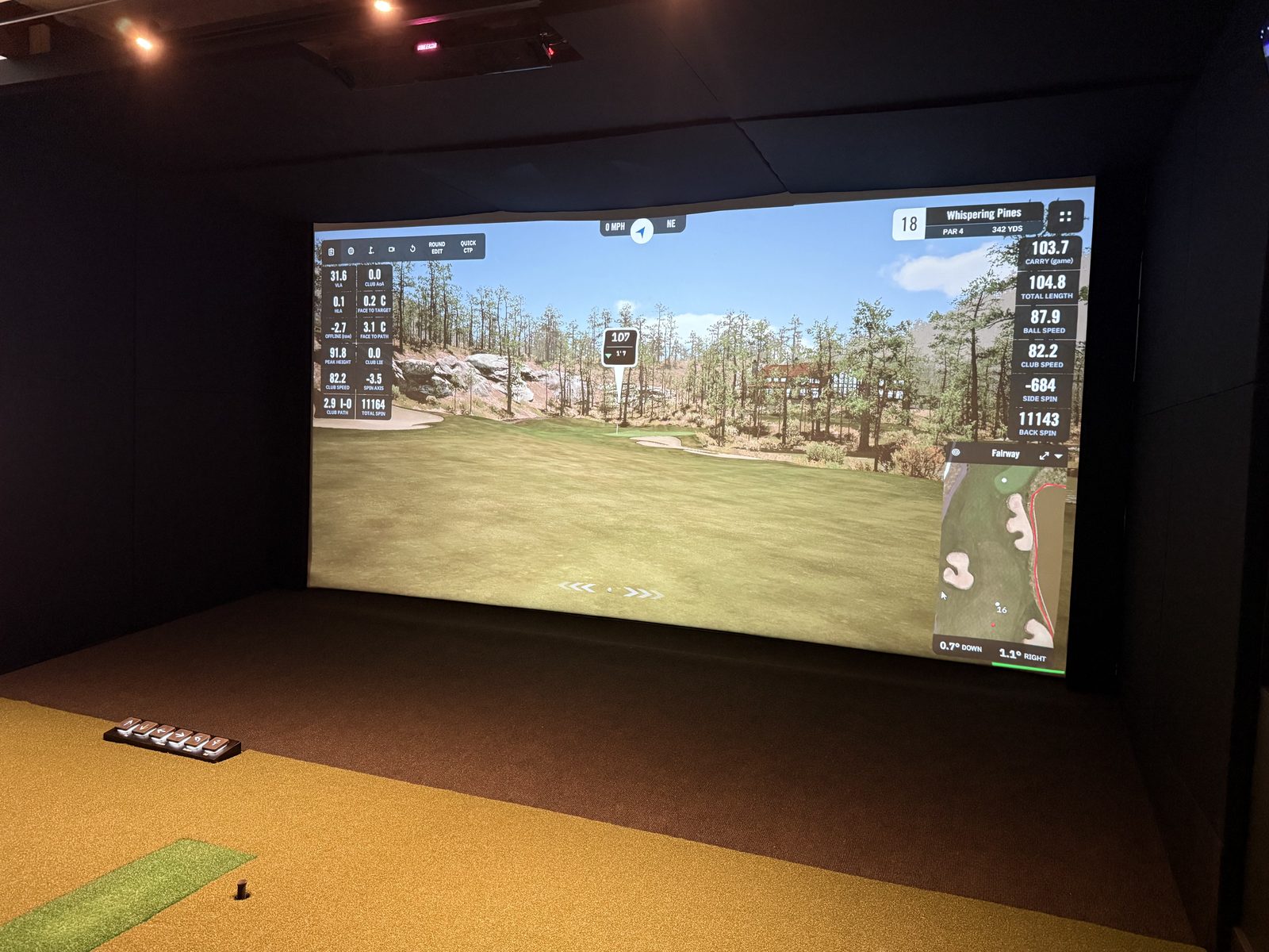 GSPro on the impact screen showing a hole with live shot data