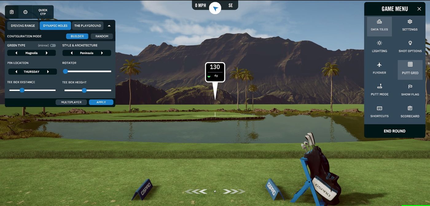 In-game menu open on the right with data tiles, settings, scorecard and end round